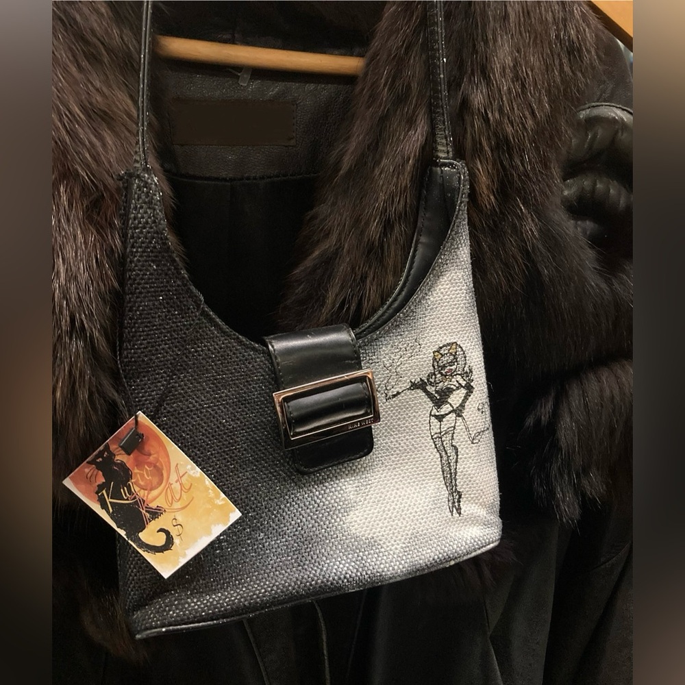 Custom Upcycled Clutch Purse - Spray Painted and Hand Drawn Pinup Girl
